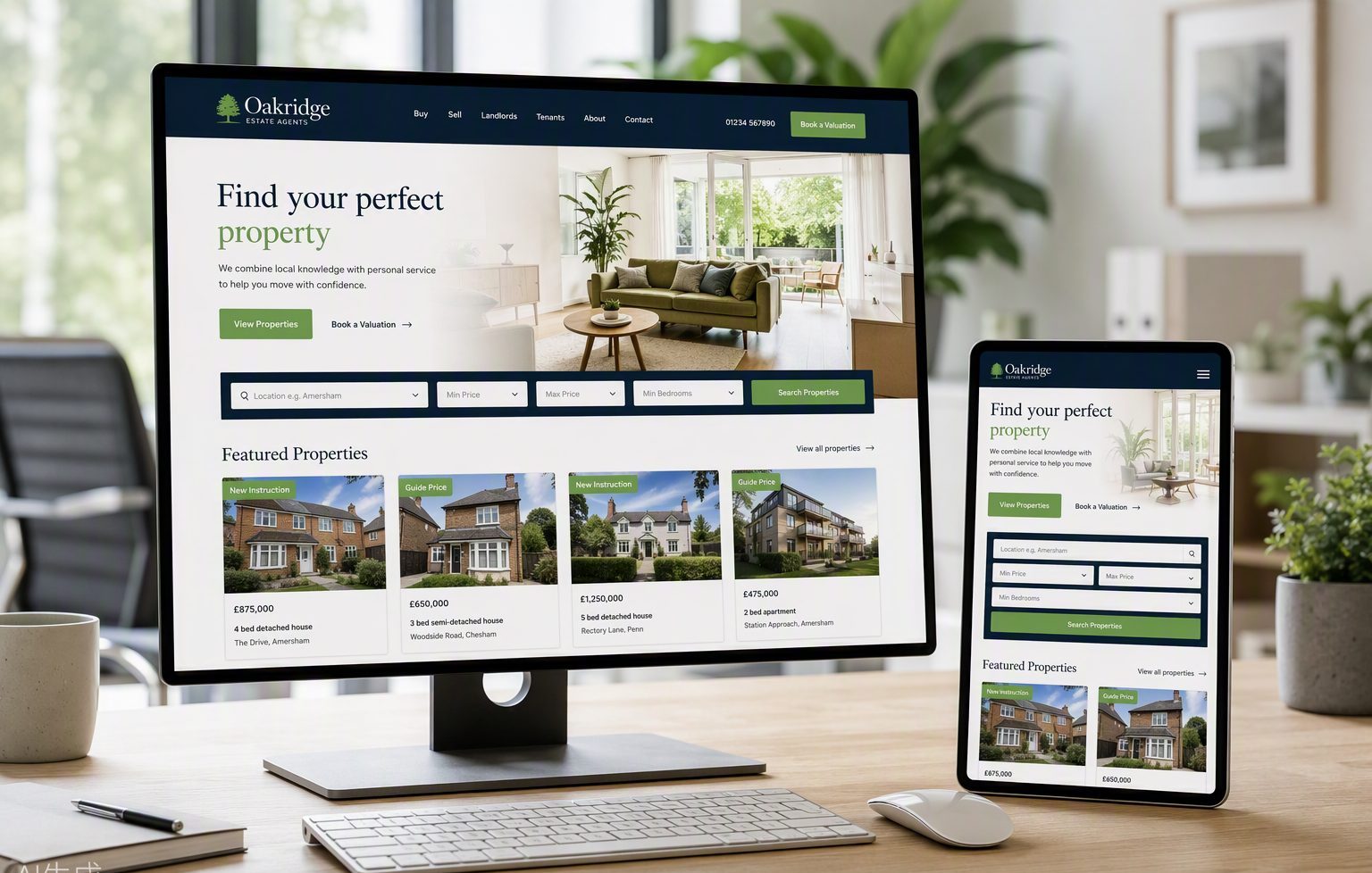 Estate agency website with SEO friendly property listings